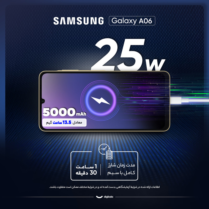 گوشی موبایل سامسونگ مدل Galaxy A06 دو سیم کارت ظرفیت 64 گیگابایت و رم 4 گیگابایت
