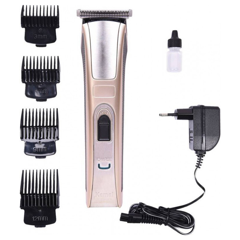 ماشین اصلاح سر و صورت کیمی مدل KM-5017، منبع انرژی باتری قابل شارژ، تکنولوژی اصلاح به صورت برش مستقیم، اندازه اصلاح 0.5 میلیمتری، مدت زمان شارژ 120 دقیقه و مدت زمان استفاده پس از شارژ 45 دقیقه، به همراه 4 عدد شانه، روغن، قابل شستشو، ضد حساسیت