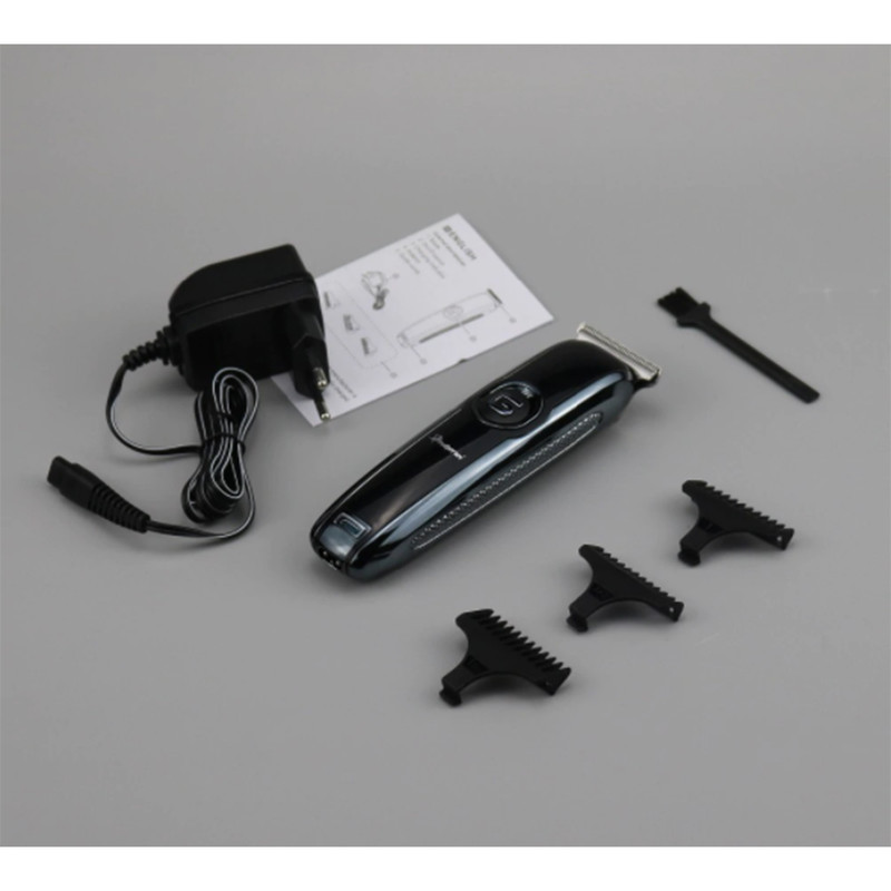 ماشین اصلاح موی سر و صورت جیمی مدل GM-6050، نمایشگر وضعیت باتری، منبع انرژی با برق، تکنولوژی اصلاح به صورت برش مستقیم، اندازه اصلاح 0.1 میلیمتر، بههمراه روغن، برس تمیزکننده