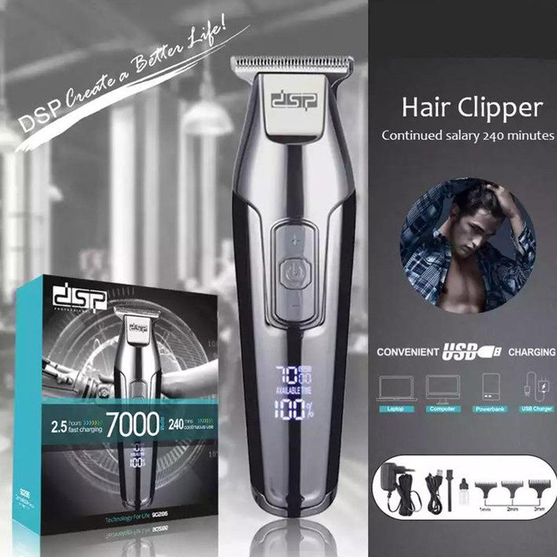 ماشین اصلاح موی سر و صورت دی اس پی مدل 90286، اصلاح به صورت تریمر، قابلیت تنظیم سرعت، منبع انرژی با برق، تکنولوژی اصلاح به صورت برش مستقیم، بههمراه برس تمیزکننده