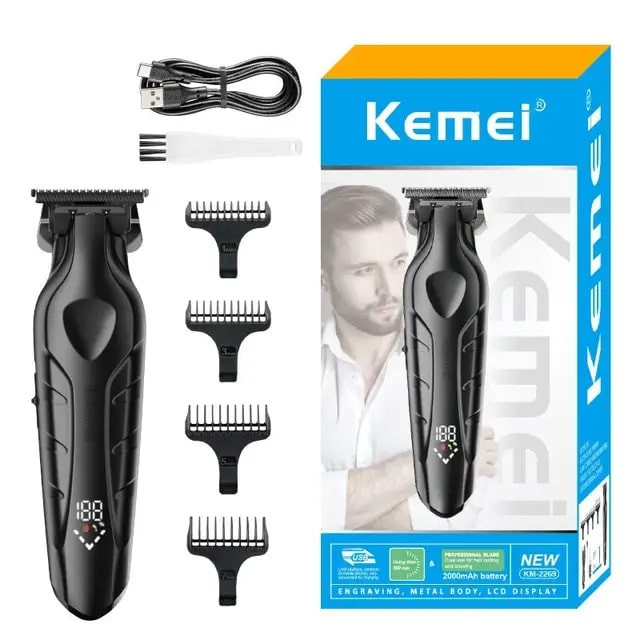 ماشین اصلاح موی سر و صورت کیمی مدل KM-2269، اصلاح به صورت تریمر، قابلیت اصلاح با شماره صفر، نمایشگر میزان شارژ، منبع انرژی باتری قابل شارژ، تکنولوژی اصلاح به صورت برش مستقیم، مدت زمان شارژ 180 دقیقه و مدت زمان استفاده پس از شارژ 300 دقیقه