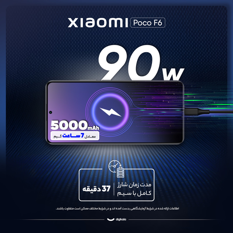گوشی موبایل شیائومی مدل Poco F6 دو سیم کارت ظرفیت 256 گیگابایت و رم 8 گیگابایت