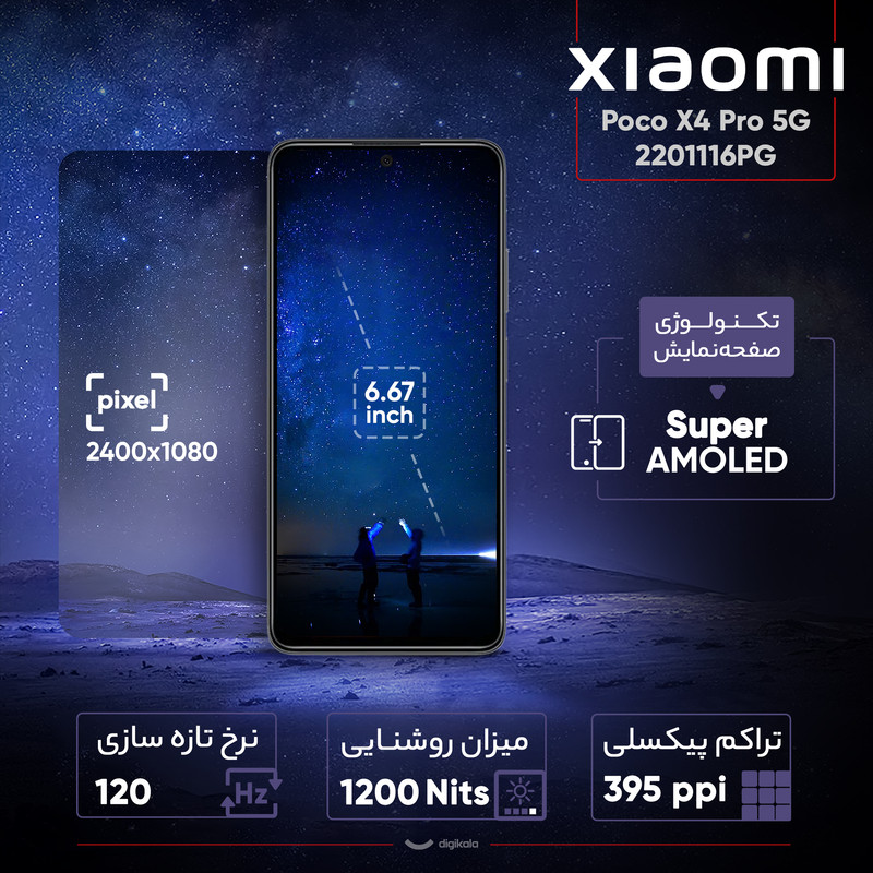 گوشی موبایل شیائومی مدل Poco X4 Pro 5G 2201116PG دو سیم کارت ظرفیت 256 گیگابایت و رم 8 گیگابایت