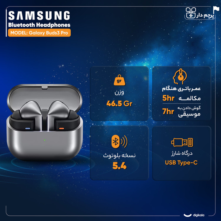 هدفون بلوتوثی سامسونگ مدل Galaxy Buds3 Pro