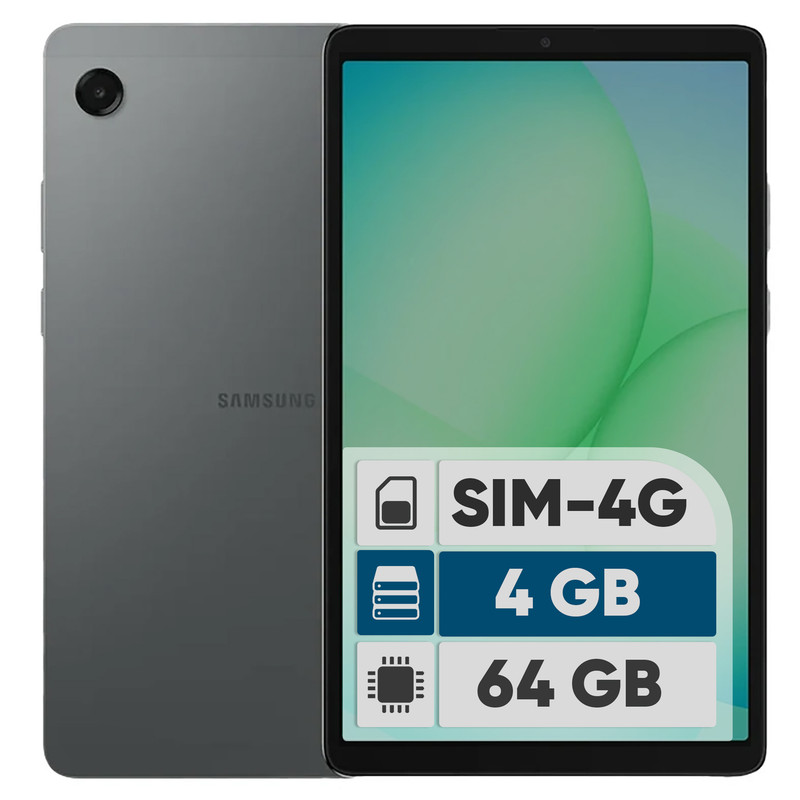 تبلت 8.7 اینچ سامسونگ مدل Galaxy Tab A11 4G، ظرفیت 64 گیگابایت و رم 4 گیگابایت، قابلیت پشتیبانی از سیم کارت، رزولوشن دوربین 8 مگاپیکسل