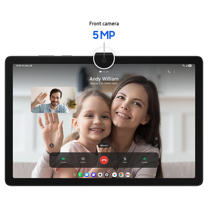 تبلت 11 اینچ سامسونگ مدل Galaxy Tab A11 Plus 5G، ظرفیت 128 گیگابایت و رم 6 گیگابایت، قابلیت پشتیبانی از سیم کارت، رزولوشن دوربین 8 مگاپیکسل