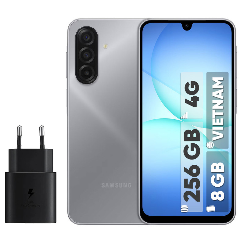 گوشی موبایل سامسونگ مدل Galaxy A17 4G دو سیم کارت ظرفیت 256 گیگابایت و رم 8 گیگابایت - ویتنام - به همراه شارژر 25 وات سامسونگ